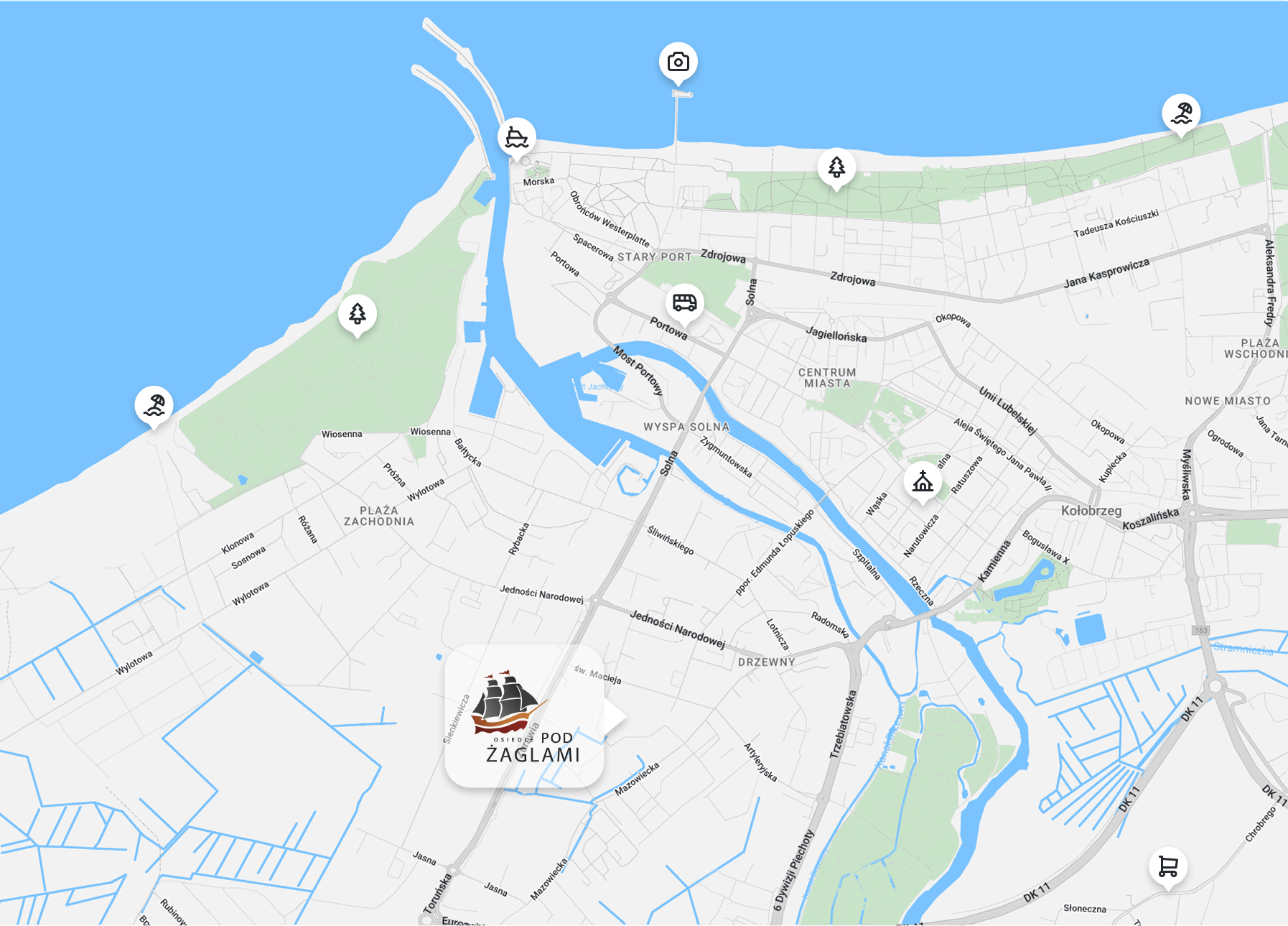 Mapa lokalizacji Osiedla pod Żaglami - Śląska